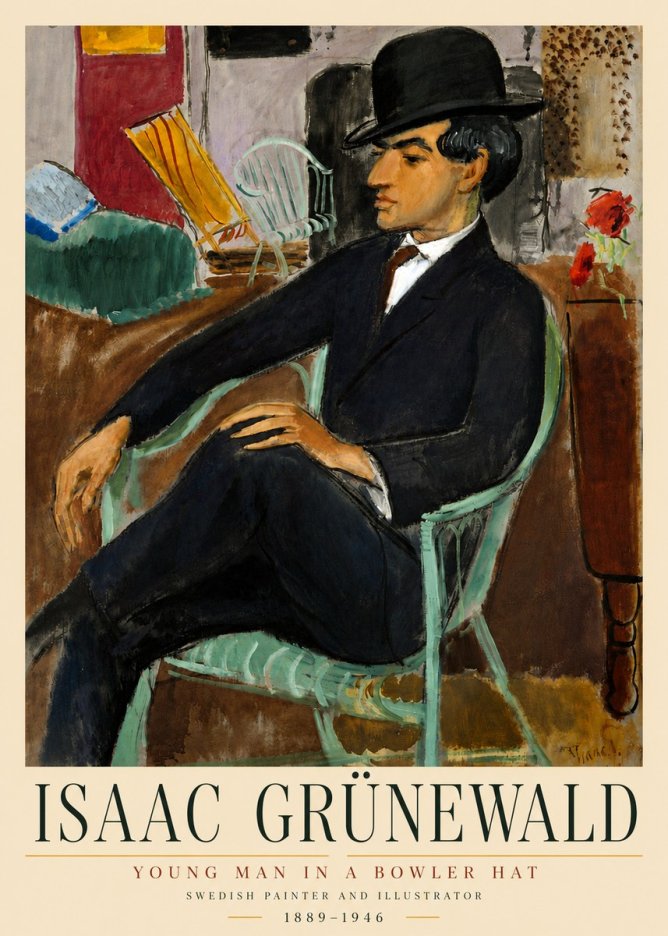Isaac Grünewald Young Man in a Bowler Hat No4 - Poszter