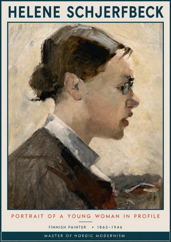 Helene Schjerfbeck Portrait of a Young Woman in Profile No3 - Poszter