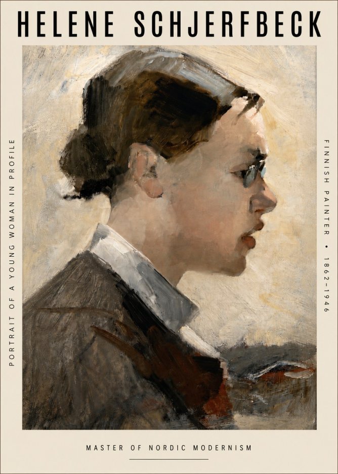 Helene Schjerfbeck Portrait of a Young Woman in Profile No4 - Poszter