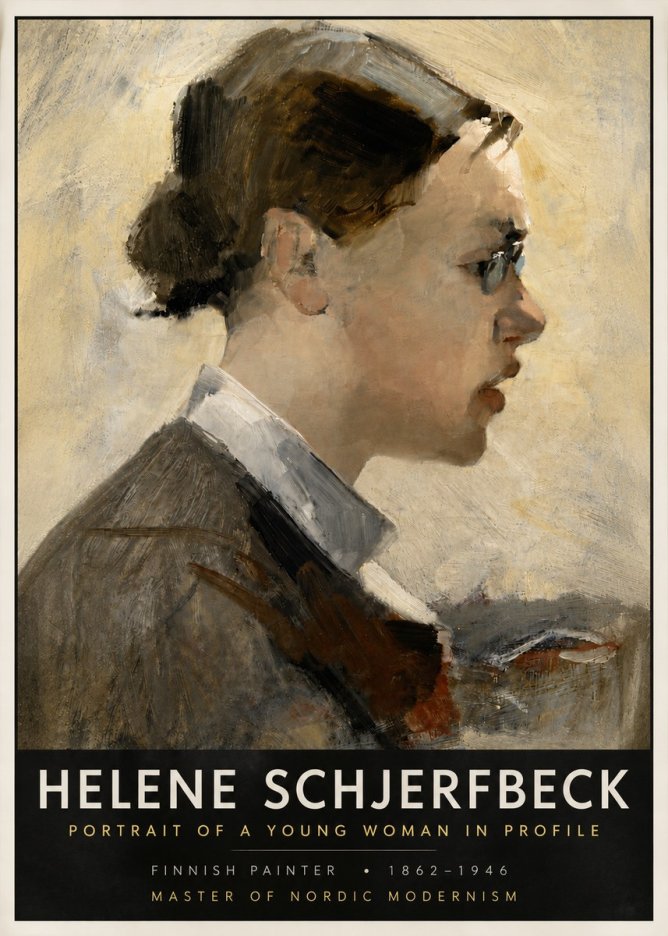 Helene Schjerfbeck Portrait of a Young Woman in Profile No6 - Poszter