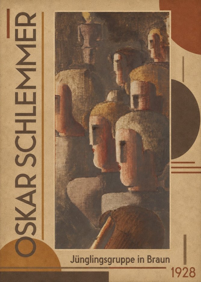 Oskar Schlemmer Jünglingsgruppe in Braun No3 - Poszter