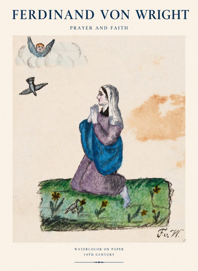 Ferdinand von Wright A Woman in Prayer No2 - Poszter