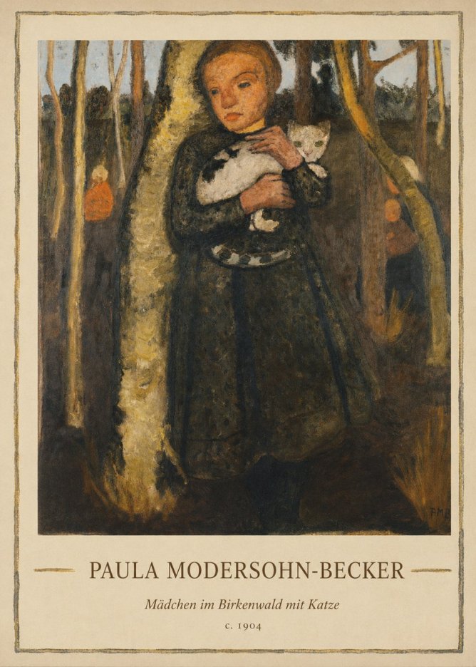 Paula Modersohn-Becker Mädchen Im Birkenwald Mit Katze No1 - Poszter