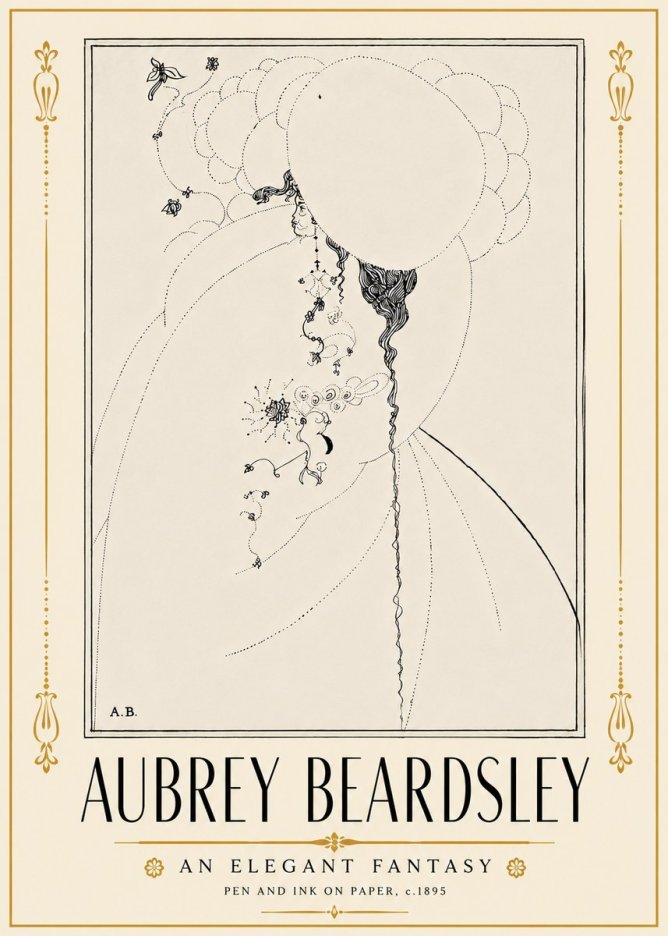 Aubrey Beardsley An Elegant Fantasy No5 - Poszter