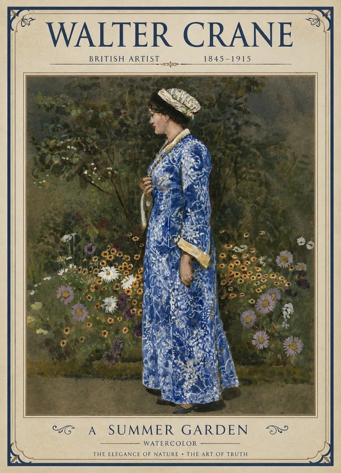 Walter Crane A Summer Garden No1 - Poszter