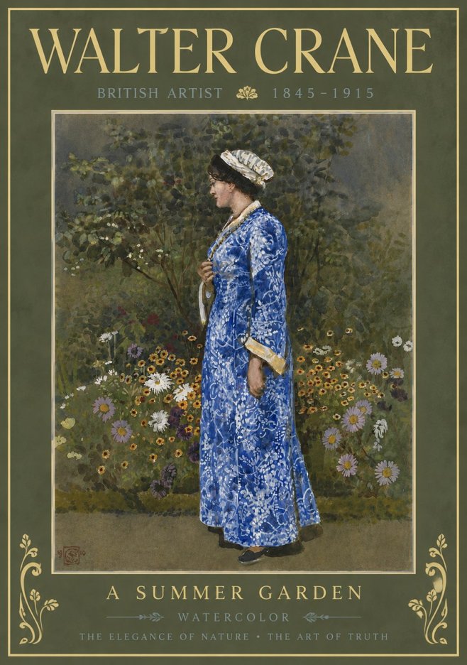 Walter Crane A Summer Garden No6 - Poszter