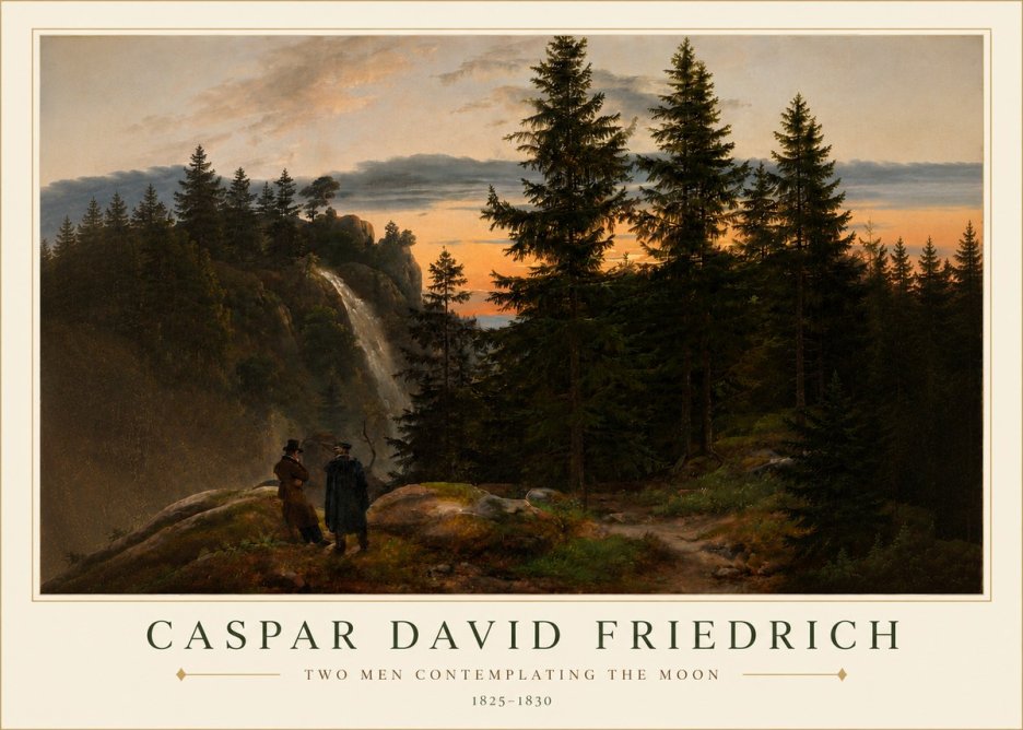 Caspar David Friedrich Two Men Contemplating the Moon I No3 - Poszter