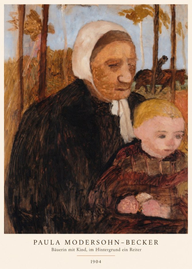 Paula Modersohn-Becker Bäuerin Mit Kind, Im Hintergrund Ein Reiter No6 - Poszter