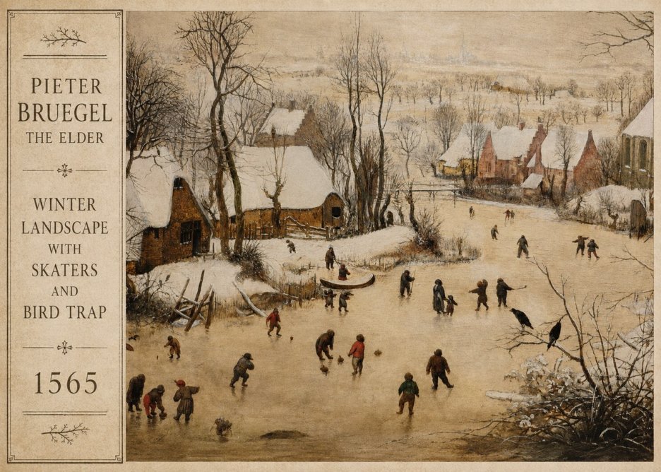Pieter Bruegel Winter Landscape with Skaters and Bird Trap No2 - Poszter