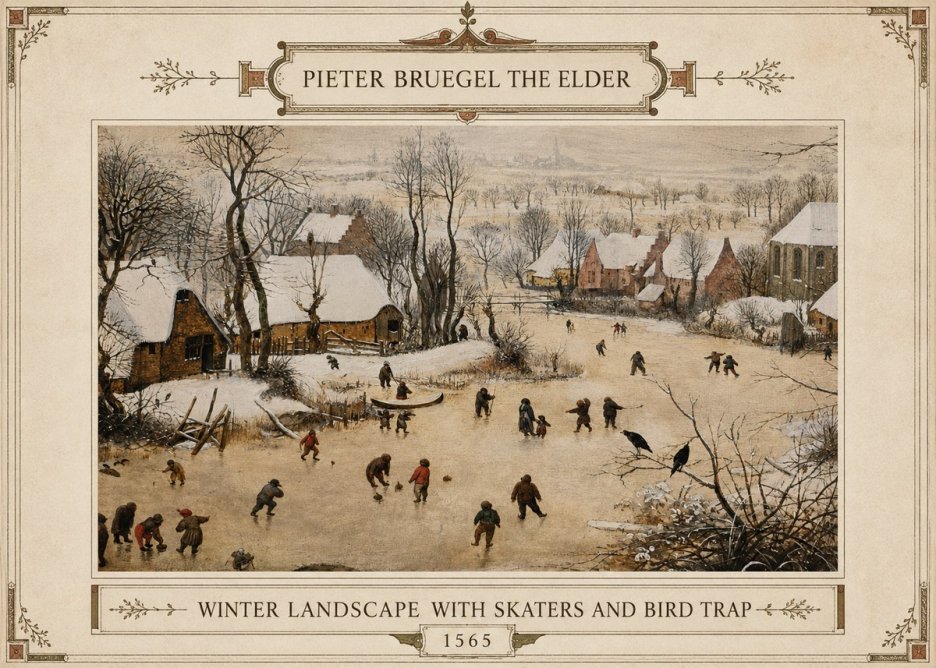 Pieter Bruegel Winter Landscape with Skaters and Bird Trap No3 - Poszter