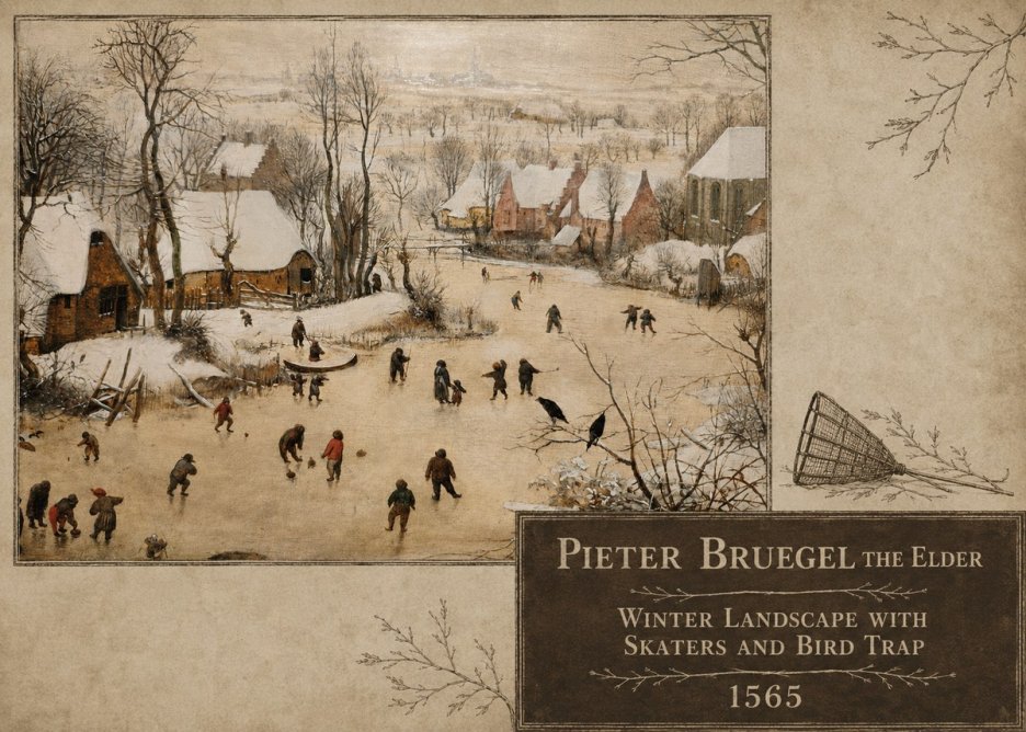 Pieter Bruegel Winter Landscape with Skaters and Bird Trap No5 - Poszter