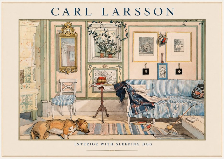 Carl Larsson Interior with Sleeping Dog No1 - Poszter