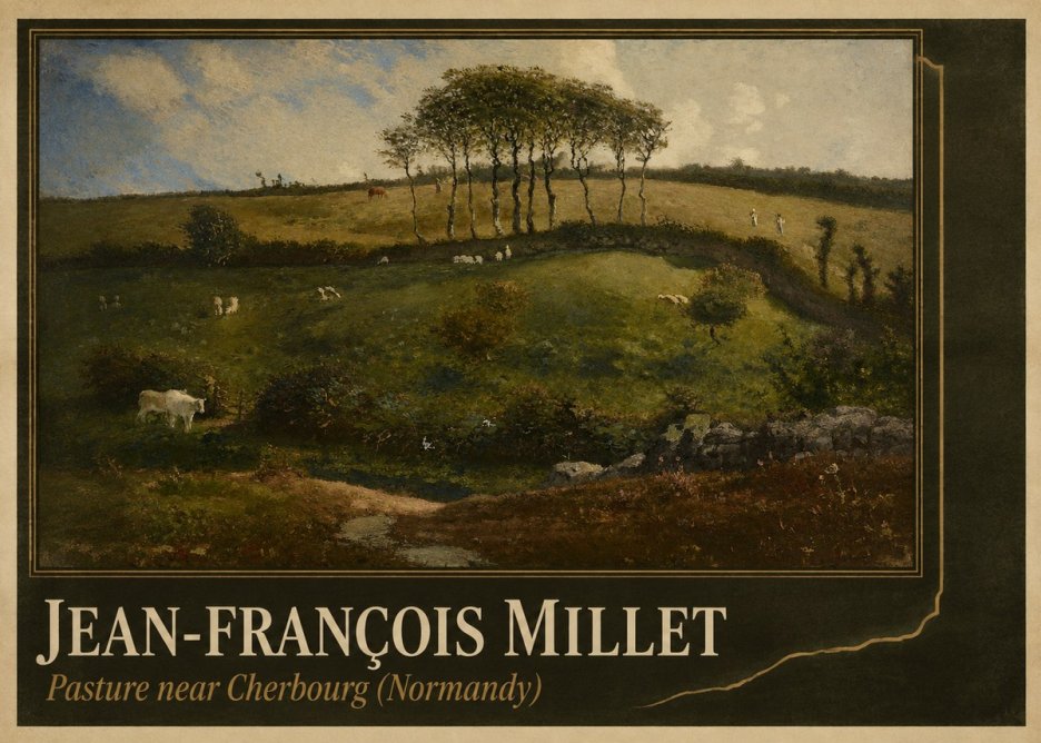 Jean-François Millet Pasture Near Cherbourg (Normandy) No4 - Poszter