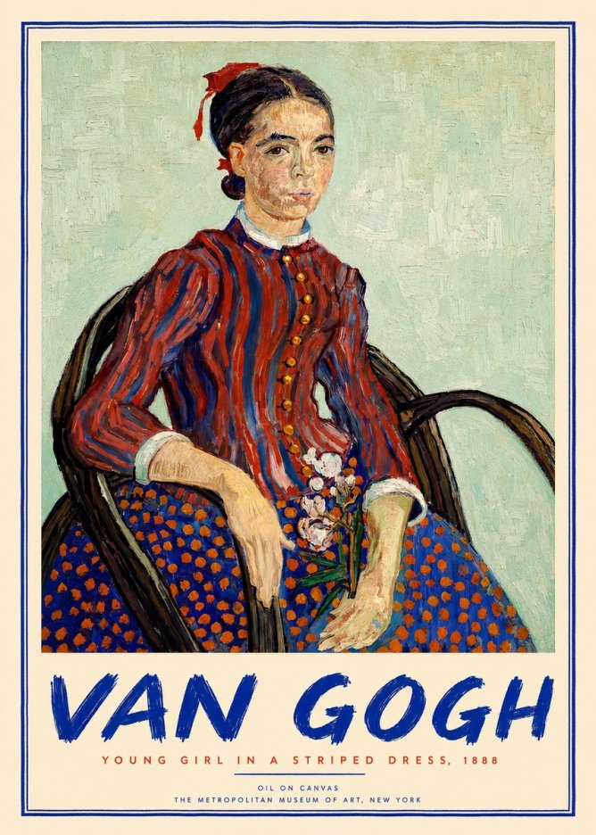 Van Gogh Young Girl in a Striped Dress, 1888 No2 - Poszter