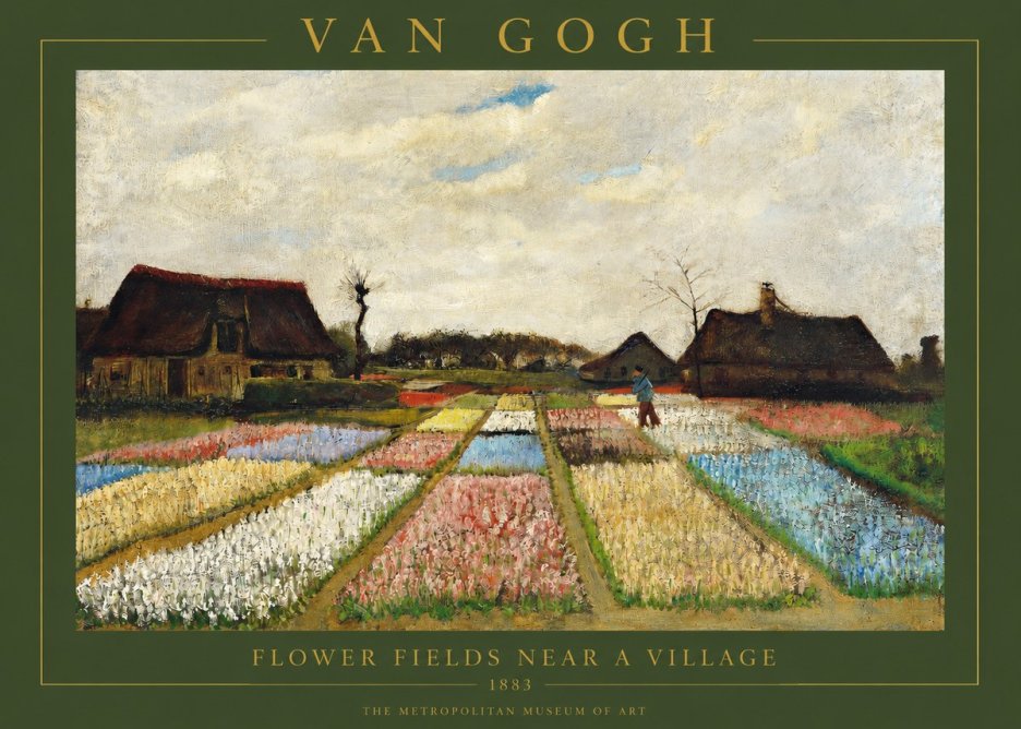 Van Gogh Flower Fields Near a Village No2 - Poszter