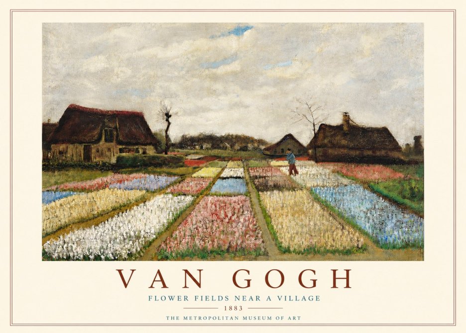 Van Gogh Flower Fields Near a Village No3 - Poszter