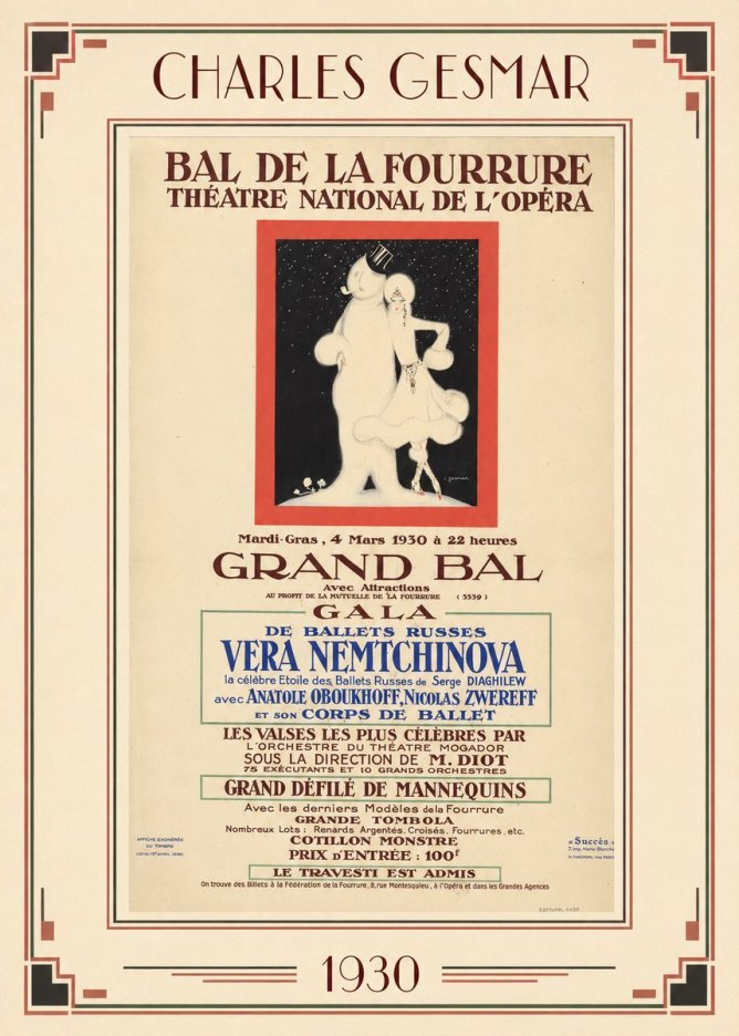 Charles Gesmar Bal De La Fourrure Théâtre National De L'opéra No1 - Poszter