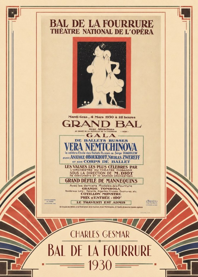 Charles Gesmar Bal De La Fourrure Théâtre National De L'opéra No3 - Poszter