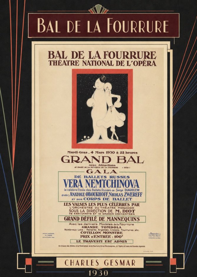 Charles Gesmar Bal De La Fourrure Théâtre National De L'opéra No4 - Poszter