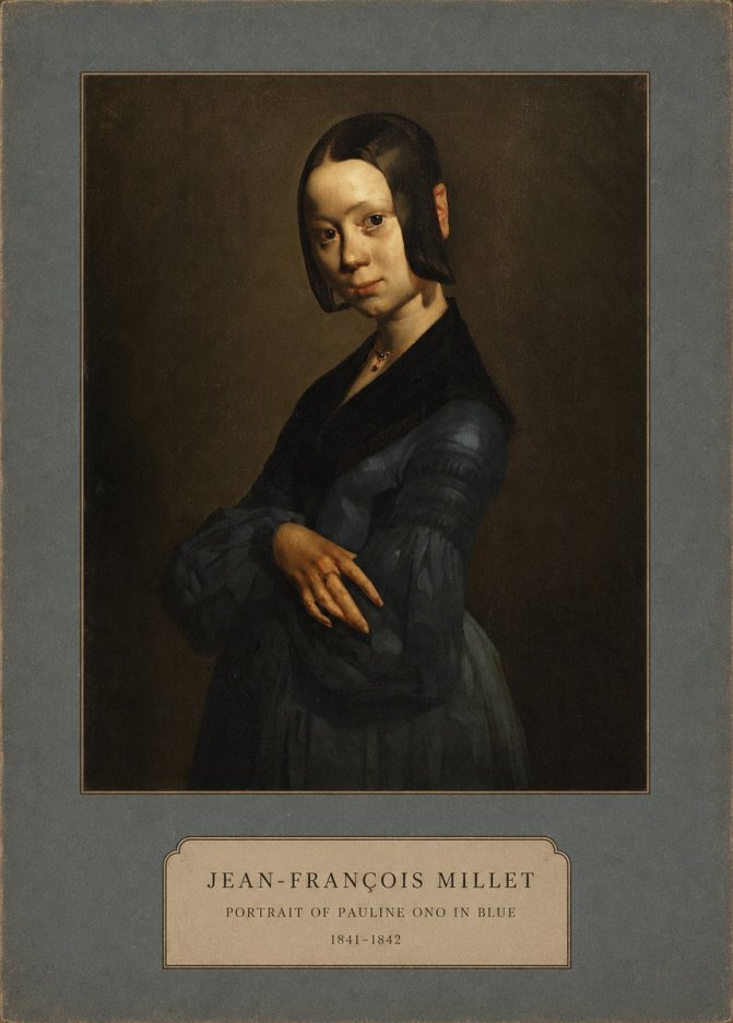 Jean-François Millet Portrait of Pauline Ono in Blue No2 - Poszter