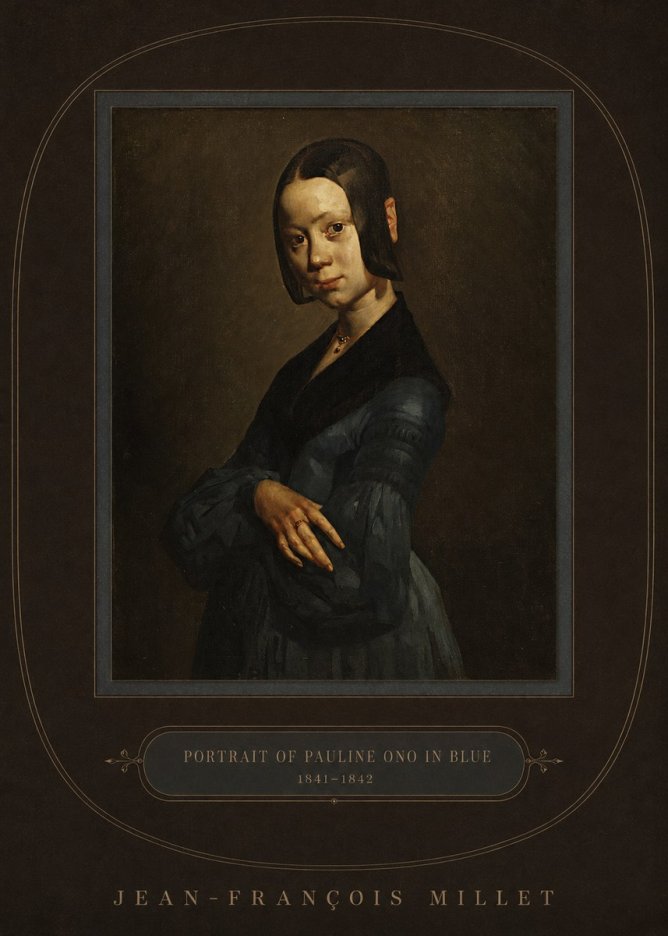 Jean-François Millet Portrait of Pauline Ono in Blue No4 - Poszter