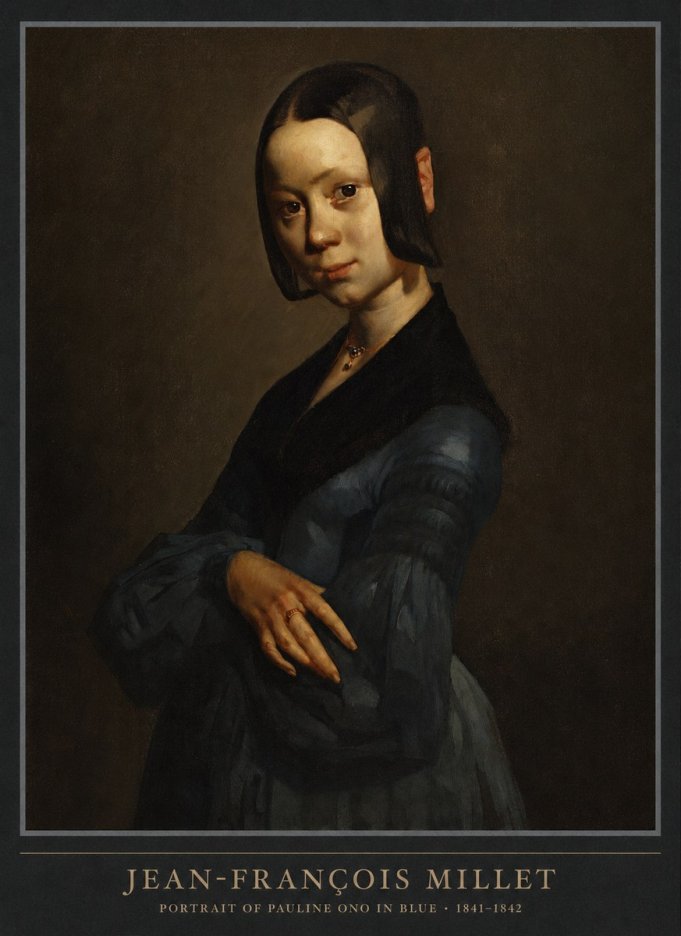 Jean-François Millet Portrait of Pauline Ono in Blue No6 - Poszter
