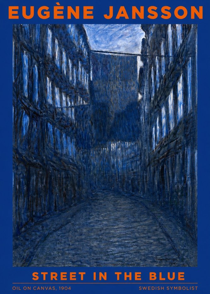 Eugène Jansson Street in the Blue No2 - Poszter