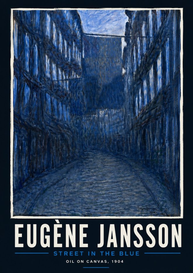 Eugène Jansson Street in the Blue No4 - Poszter