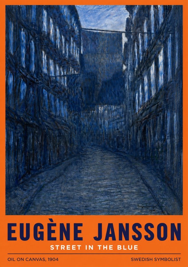 Eugène Jansson Street in the Blue No6 - Poszter