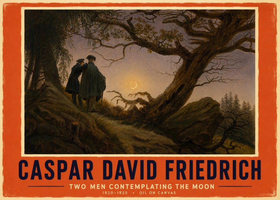 Caspar David Friedrich Two Men Contemplating the Moon II No4 - Poszter