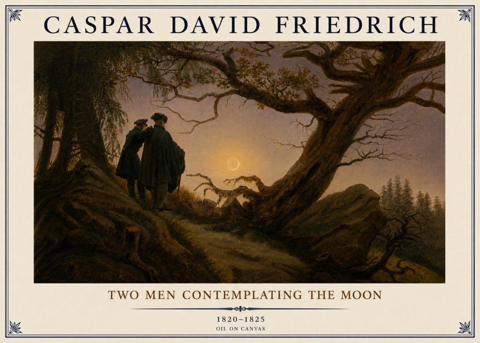 Caspar David Friedrich Two Men Contemplating the Moon II No6 - Poszter