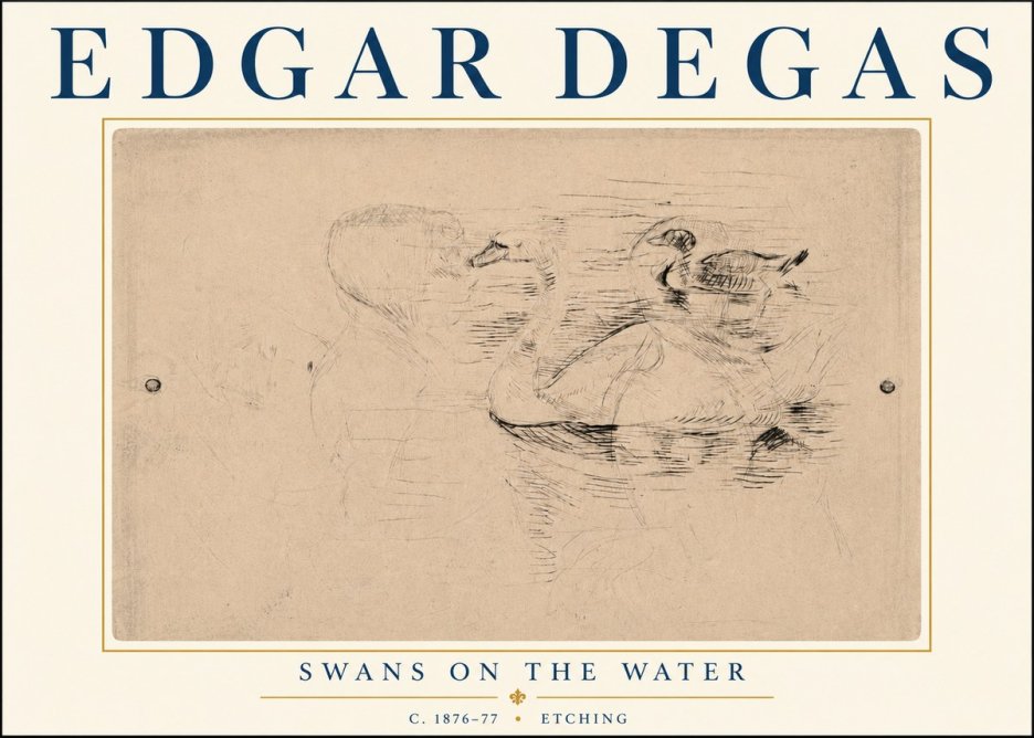 Edgar Degas Swans on the Water No6 - Poszter