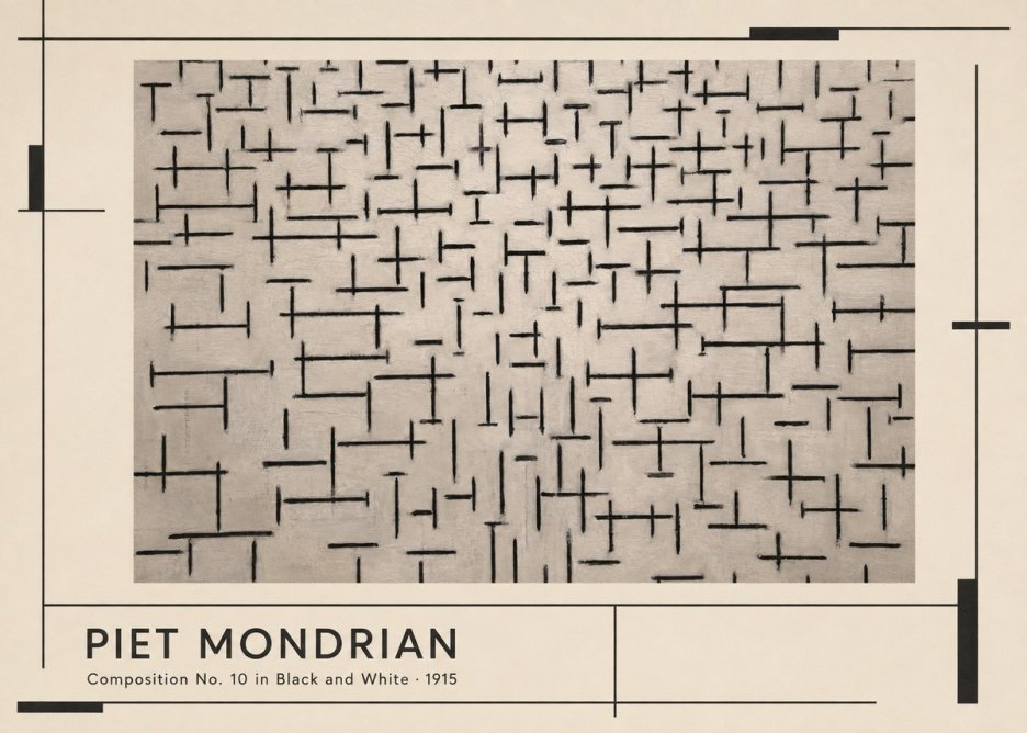 Piet Mondrian Composition No. 10 in Black and White No1 - Poszter