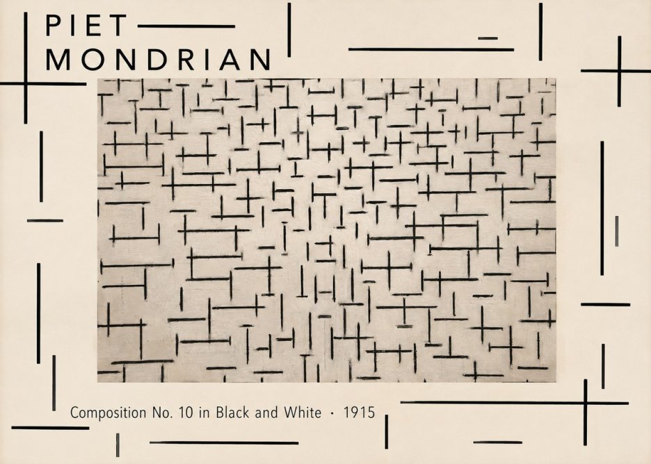 Piet Mondrian Composition No. 10 in Black and White No4 - Poszter