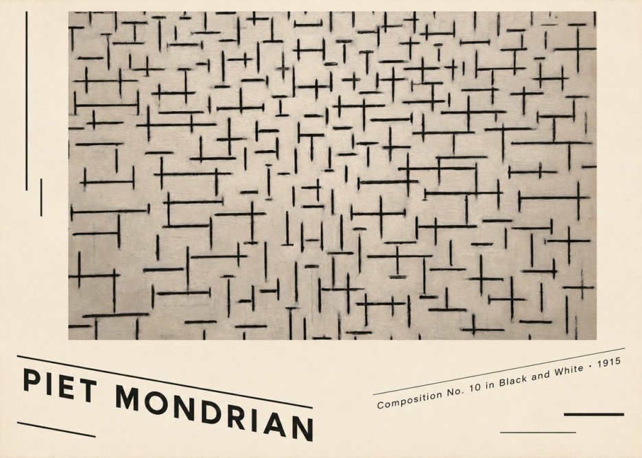 Piet Mondrian Composition No. 10 in Black and White No6 - Poszter