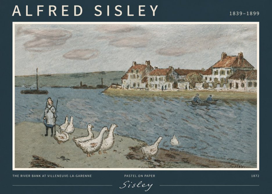 Sisley The River Bank at Villeneuve-la-garenne No2 - Poszter