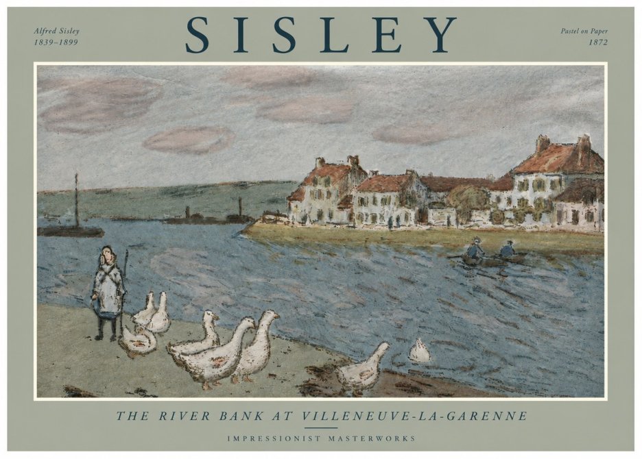 Sisley The River Bank at Villeneuve-la-garenne No4 - Poszter