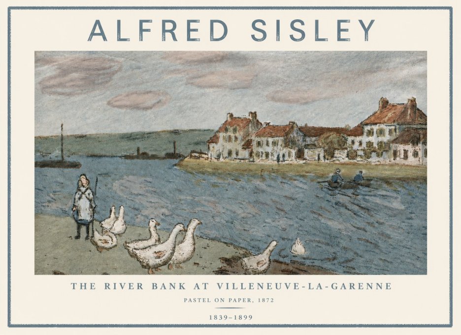Sisley The River Bank at Villeneuve-la-garenne No5 - Poszter