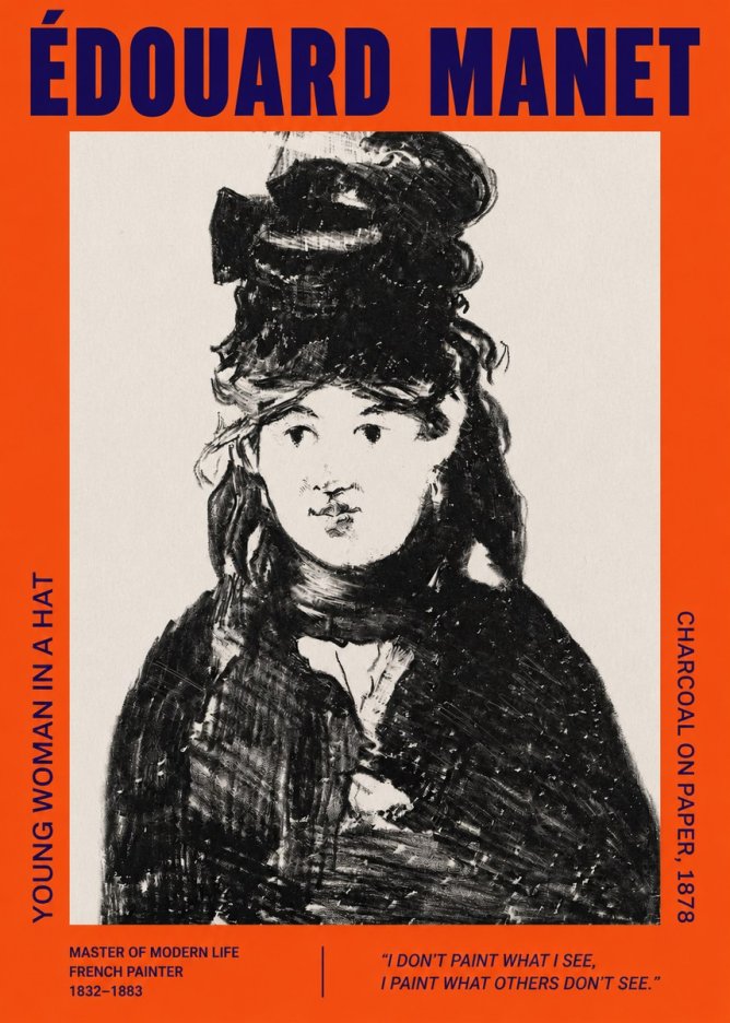 Édouard Manet Young Woman in a Hat III No2 - Poszter