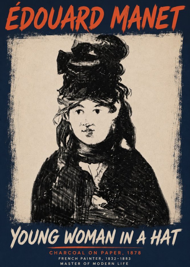 Édouard Manet Young Woman in a Hat III No4 - Poszter