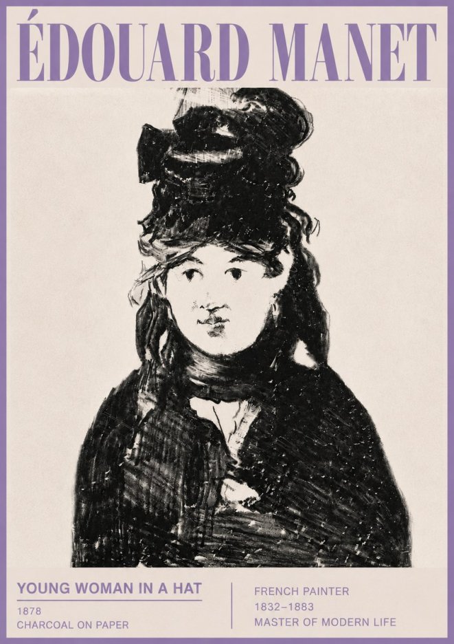 Édouard Manet Young Woman in a Hat III No5 - Poszter