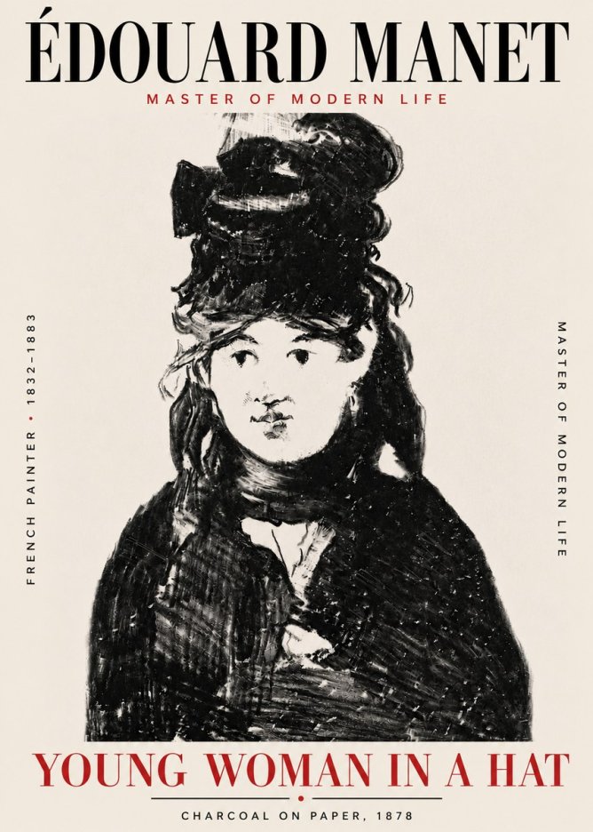 Édouard Manet Young Woman in a Hat III No6 - Poszter