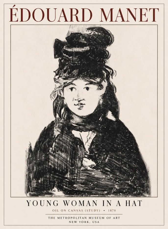 Édouard Manet Young Woman in a Hat IV No1 - Poszter