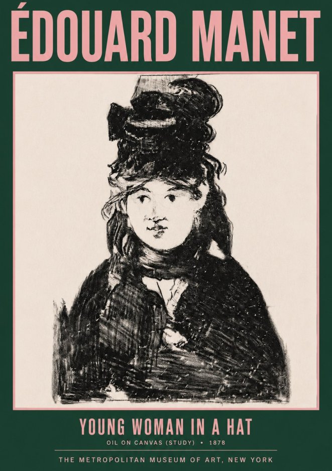 Édouard Manet Young Woman in a Hat IV No3 - Poszter