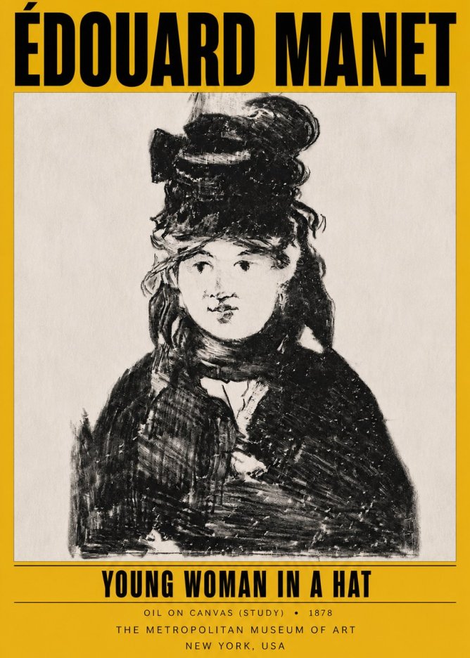 Édouard Manet Young Woman in a Hat IV No4 - Poszter