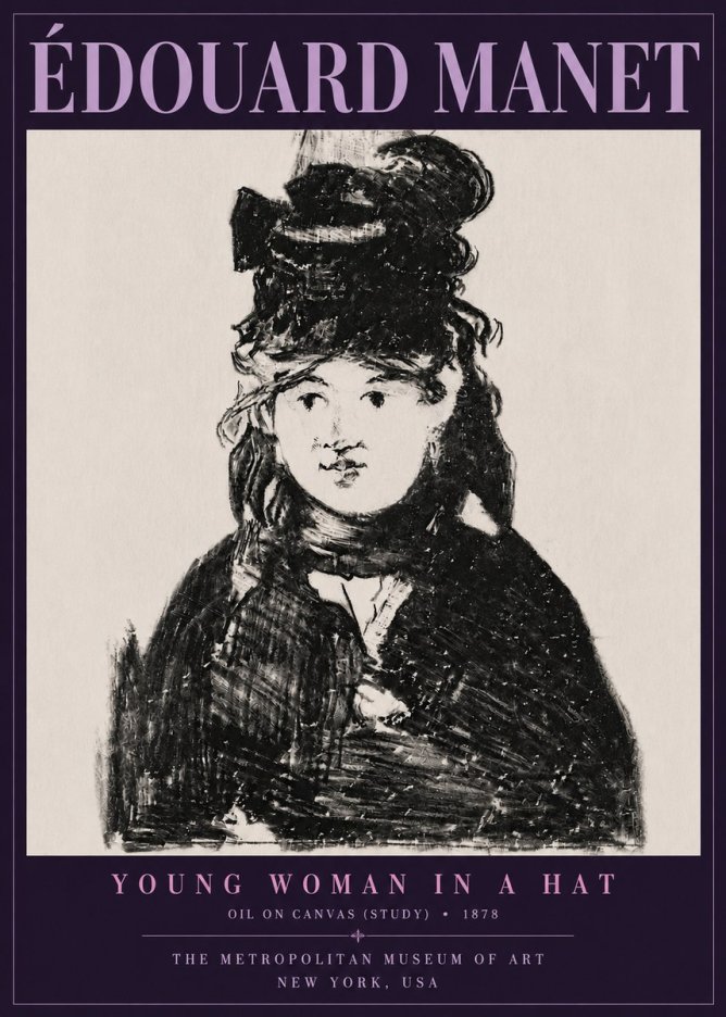 Édouard Manet Young Woman in a Hat IV No6 - Poszter