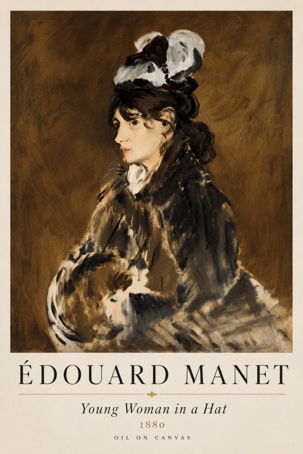 Édouard Manet Young Woman in a Hat V No1 - Poszter