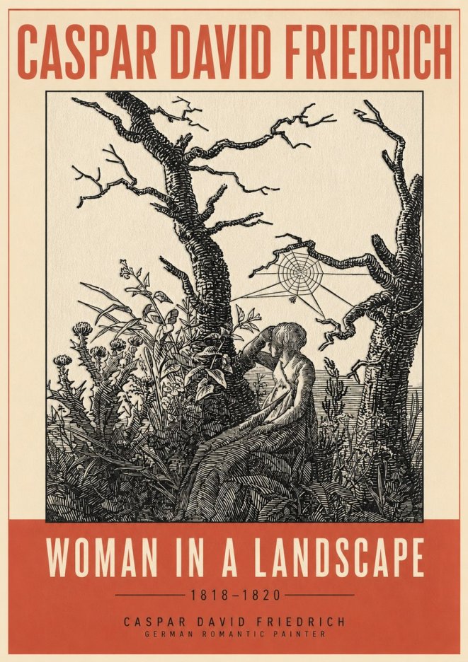 Caspar David Friedrich Woman in a Landscape No3 - Poszter