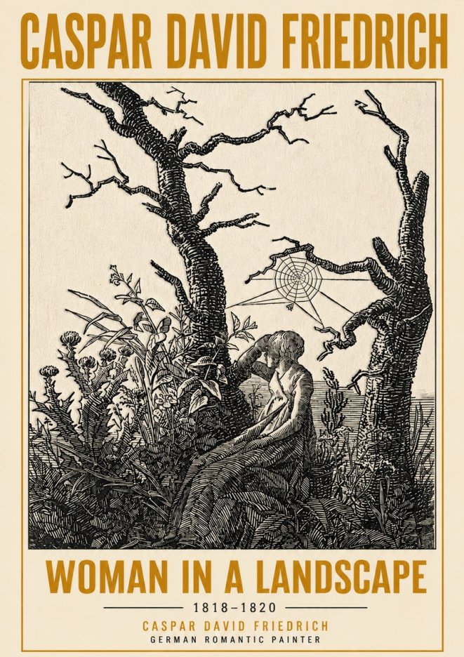 Caspar David Friedrich Woman in a Landscape No6 - Poszter