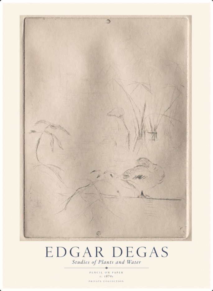 Edgar Degas Studies of Plants and Water No1 - Poszter